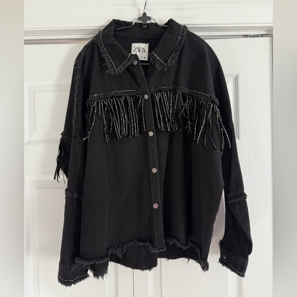 Zara Rhinestone Fringe Jacket